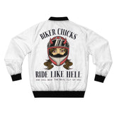 Biker chicks ride like hell and will beat the Devil out of you - Bomber Jacket - Witty Twisters Fashions